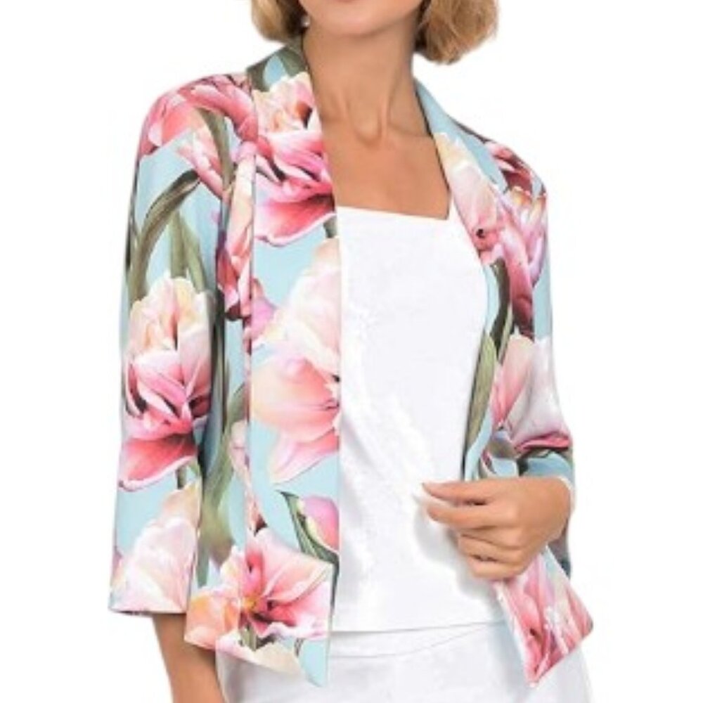 NWOT Joseph Ribkoff 3/4 Sleeves Fresh Look Floral Blazer SZ 12